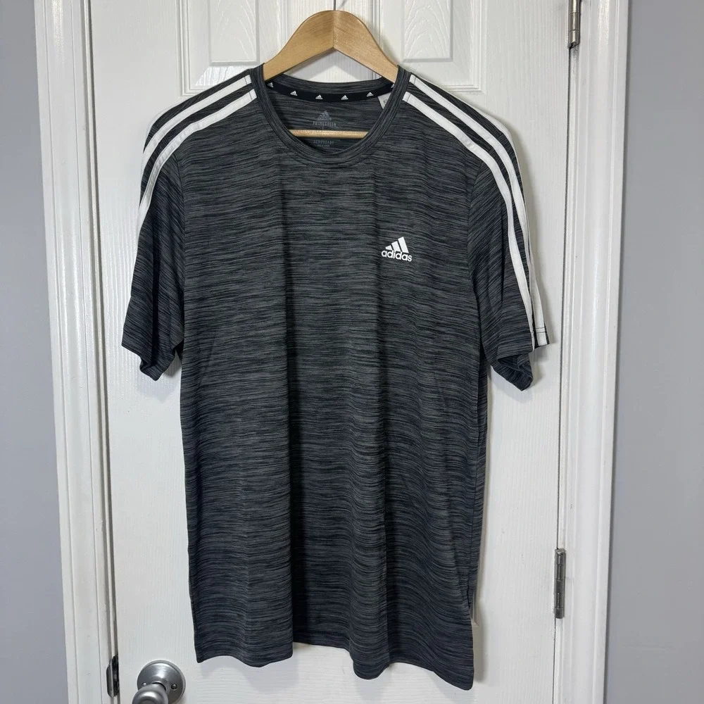 Adidas Prime Green Men's Aeroready Short Sleeves Shirt Heather Black Size Large